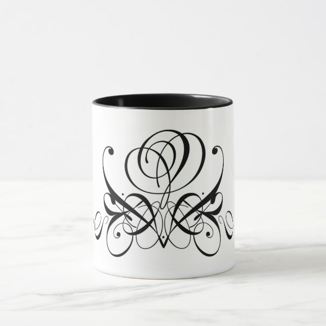 Caneca Rosa de rolagem preta (Centro)