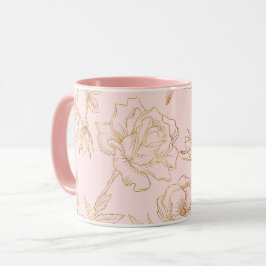 Caneca Rosa Dourada elegante