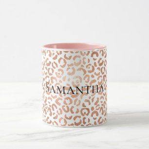 Caneca Rosa Dourada Glam Leopardo