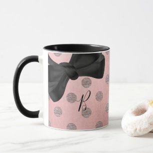 Caneca Rosa Dourado Brilho Rosa Glam Pontos Polka Moderno