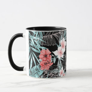 Caneca Rosa Dourado Elegante Tropical Botânico Ilha Luau