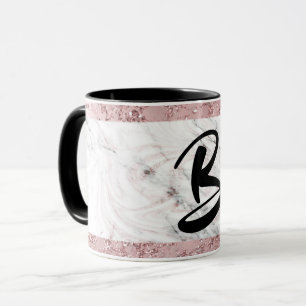 Caneca Rosa Dourado Moderno Glam Mármore & Brilho Decorat