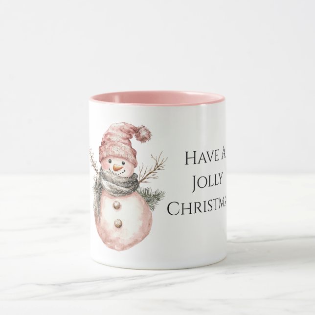 Caneca Rosa Dourado Natal Snowman (Centro)