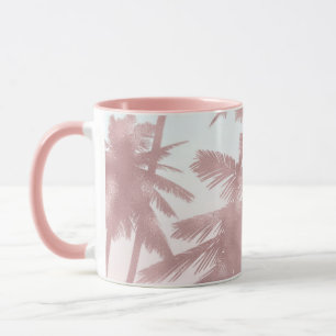 Caneca Rosa Dourado Palmas Rosa Praia Árvores de Palmeira