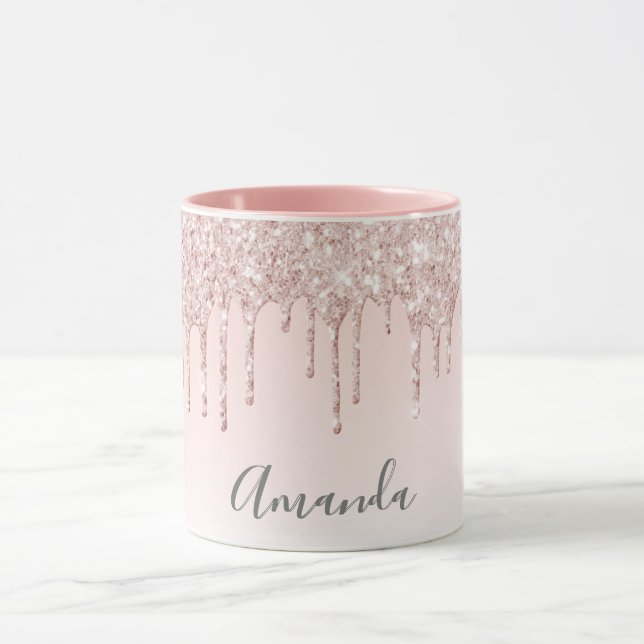 Caneca Rosa dourado push nome (Centro)