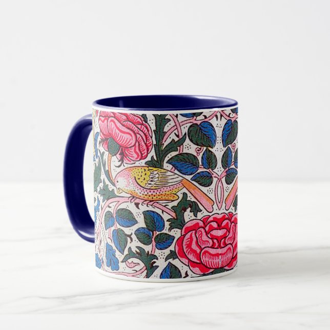 Caneca Rosa e Bird, William Morris (Frente Esquerda)