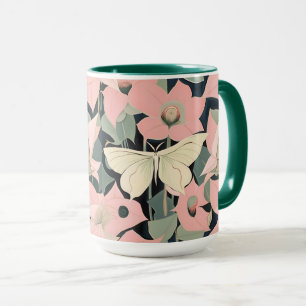 Caneca Rosa e Creme - Luna Moth e Moonflower
