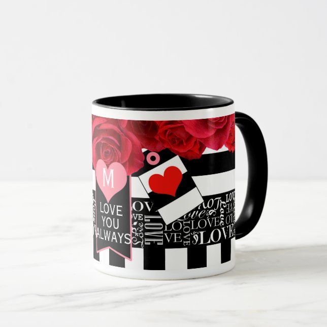 Caneca Rosa e estilo de quadro negro Mug (Frente Esquerda)