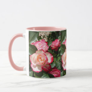 Caneca Rosa Flor Vermelha e Branca Rosas Florais