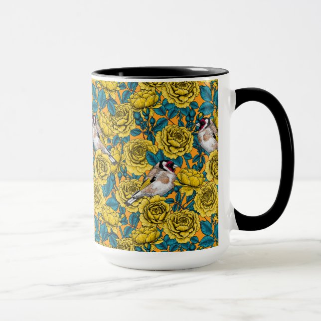 Caneca Rosa, flores e aves-pintadas (Direita)