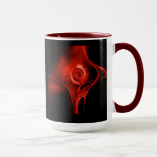 Caneca ROSA FRACTAL, vermelho, preto