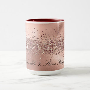 Caneca Rosa Glam Dourado Glitzy Sparkle Glitter