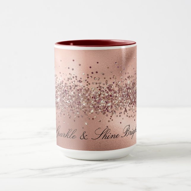 Caneca Rosa Glam Dourado Glitzy Sparkle Glitter     (Centro)