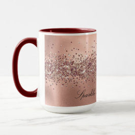 Caneca Rosa Glam Dourado Glitzy Sparkle Glitter    