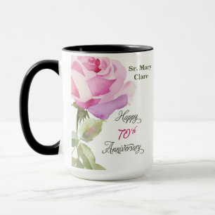 Caneca Rosa Jubileu de 70 Anos Nun Custom Name