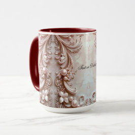 Caneca Rosa Ornamentada com Pérola e Floral