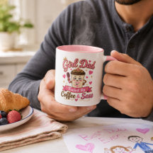Caneca Rosa 'Pai de Menina' com Café e Atitude
