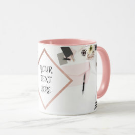 Caneca Rosa personalizado, Dourado, Design moderno Mug
