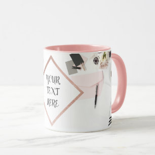 Caneca Rosa personalizado, Dourado, Design moderno Mug