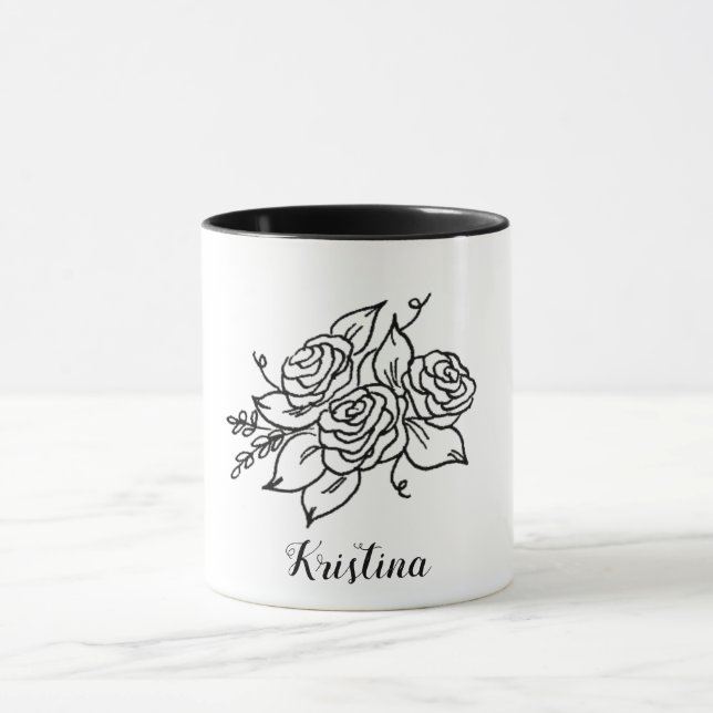 Caneca Rosa preto com nome (Centro)