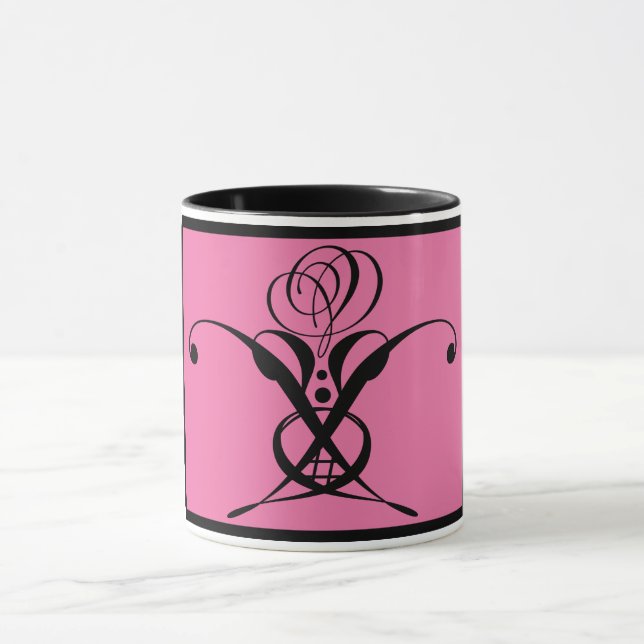 Caneca Rosa preto de arte rosa Deco (Centro)