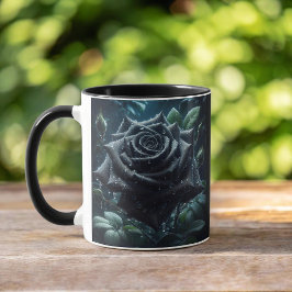 Caneca Rosa preto floral
