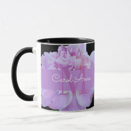 Caneca Rosa Púrpura Monograma Floral Preto