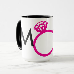 CANECA ROSA QUENTE DO ANEL DE DIAMANTE DA MADRINHA DE