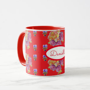 Caneca Rosa Red Floral Rosas Vintage Garden Mulheres Retr