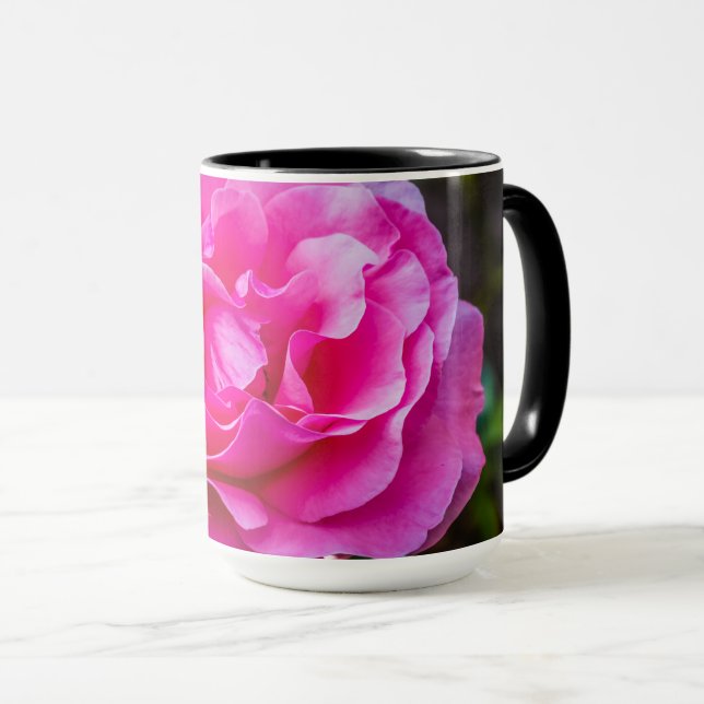 Caneca Rosa rosa delicada. (Frente Esquerda)