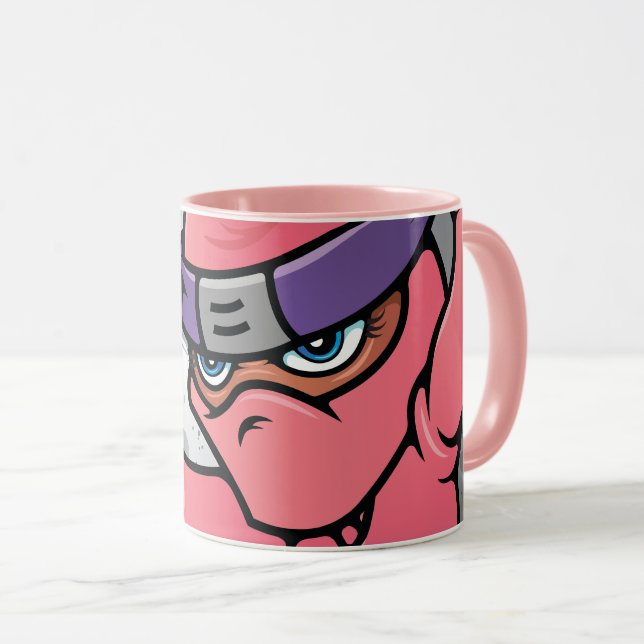 Caneca Rosa Rosa Divertido Ninja (Frente Esquerda)