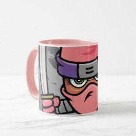 Caneca Rosa Rosa Divertido Ninja