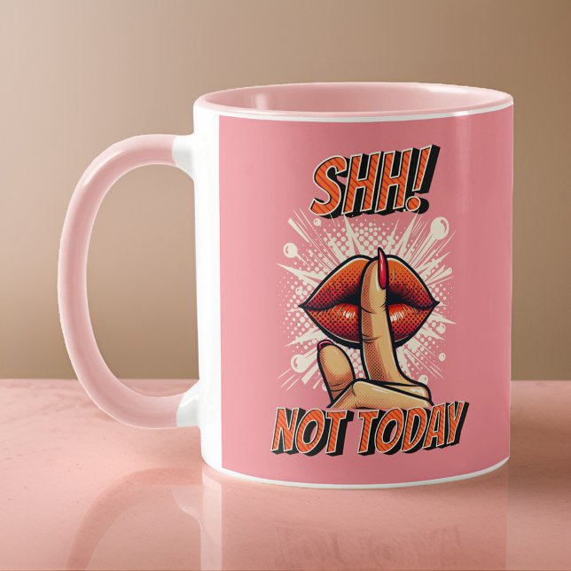 Caneca Rosa - Shh! Hoje, Café (Criador carregado)
