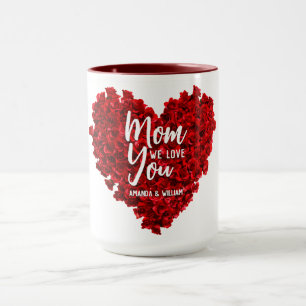 Caneca Rosa vermelha Heart Te Ama Dia de as mães Mãe