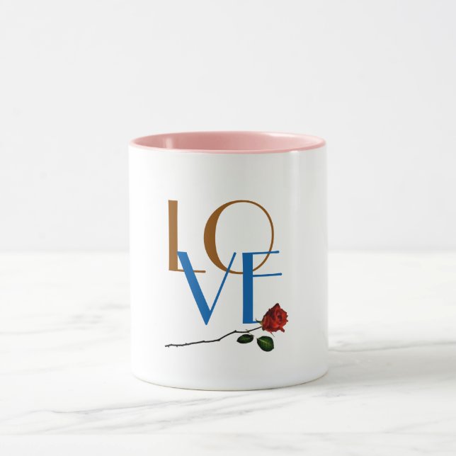 Caneca Rosa vermelha Namorados - Bonito presente de café  (Centro)