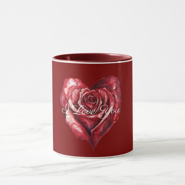 Caneca Rosa Vermelha Romântica Coração Amor (Centro)
