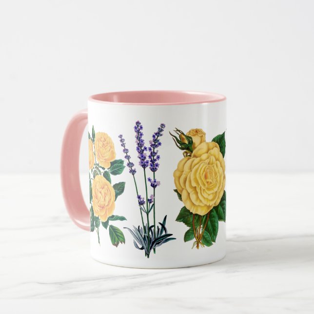 Caneca Rosas Amarelas Flores Natureza Floral Doce Lavanda (Frente Esquerda)