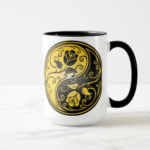 Caneca Rosas, amarelo e preto de Yin Yang
