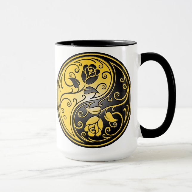 Caneca Rosas, amarelo e preto de Yin Yang (Direita)