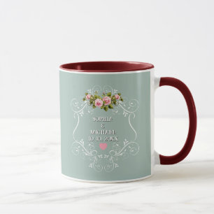 Caneca Rosas Cor-de-Rosa Antigas e Casamento Floral em Ve