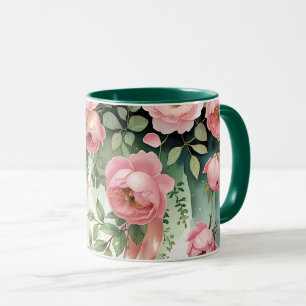 Caneca Rosas Cor-de-Rosa e Fitas