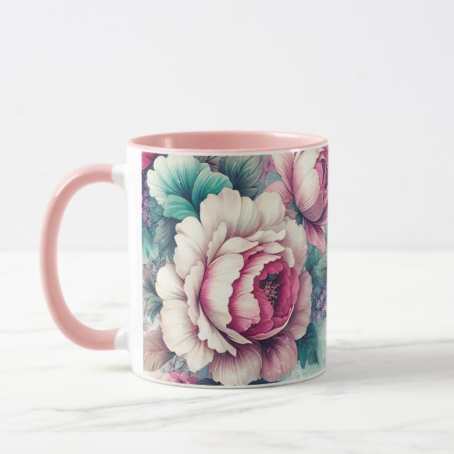 Caneca Rosas de Aquarela Floral (Esquerda)