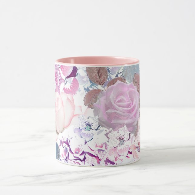 Caneca Rosas de aquarelas e híbridos. (Centro)