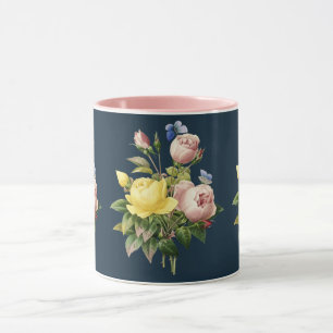 Caneca Rosas de Flor Amarelo Rosa Jardim Botânico Floral