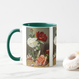 Caneca Rosas de Jardim Antigas em um Vaso de Vidro