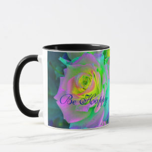 Caneca Rosas De Prados Iridescentes Estéticos Sejam Feliz