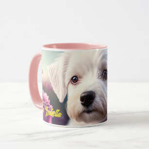 Caneca Rosas E Coleção De Cães Doce