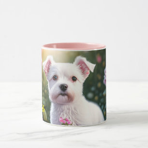 Caneca Rosas E Coleção De Cães Pequenos