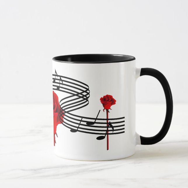 Caneca Rosas e Mugs de Música de Amor (Direita)
