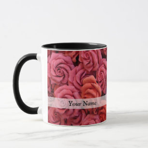 Caneca Rosas florais cor de rosa